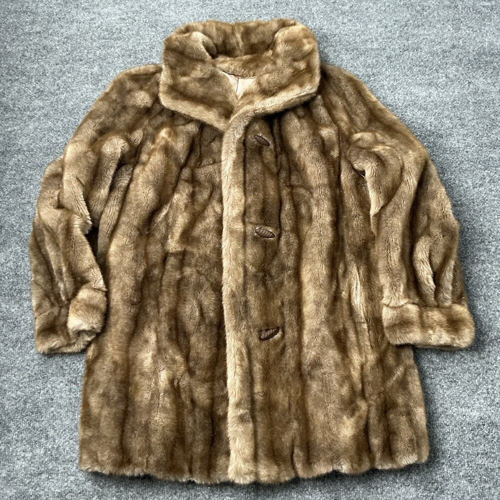 Vintage Dubrowsky & Perlbinder Faux Fur Coat Tan Light Brown Tissavel USA